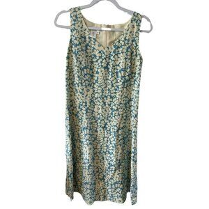 NWOT Coldwater creek Dress 6 Blue Floral Silk Linen Cottagecore fairy summer